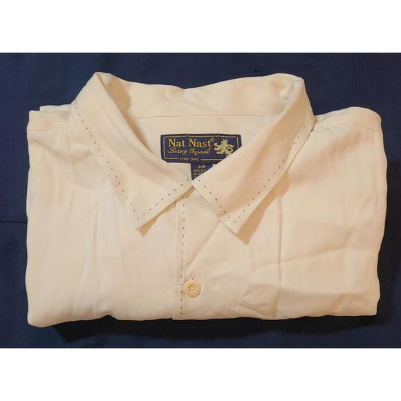 Nat Nast Shirt Mens Size 3XLB 100% Silk Luxury Originals Bowling Collar Vintage - Picture 1 of 10